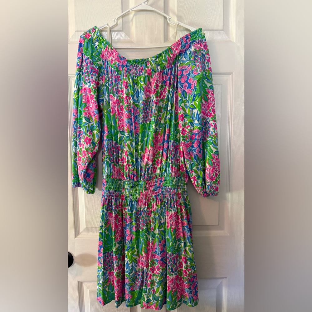 Lilly Pulitzer Pink and Green Smocked Dress